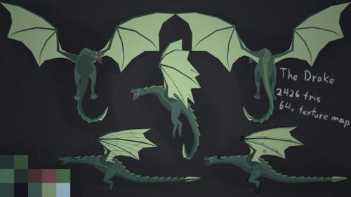 Low Poly Rigged Dragon preview image